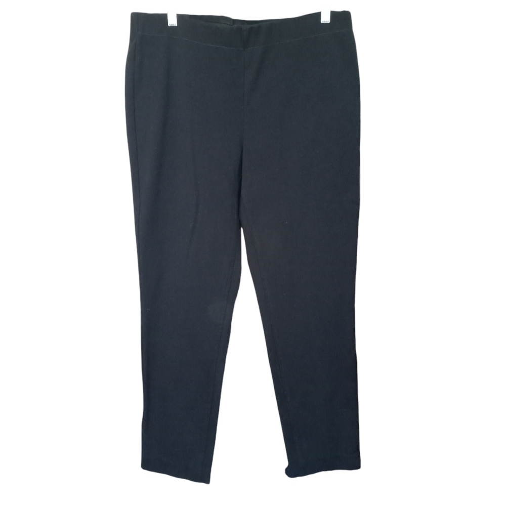 Saks Fifth Avenue Black Label Flat Front Pull On Ponte Knit Pants Black Size 12